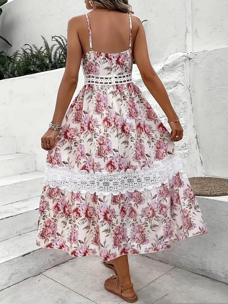 Vestido Midi Floral con Encaje