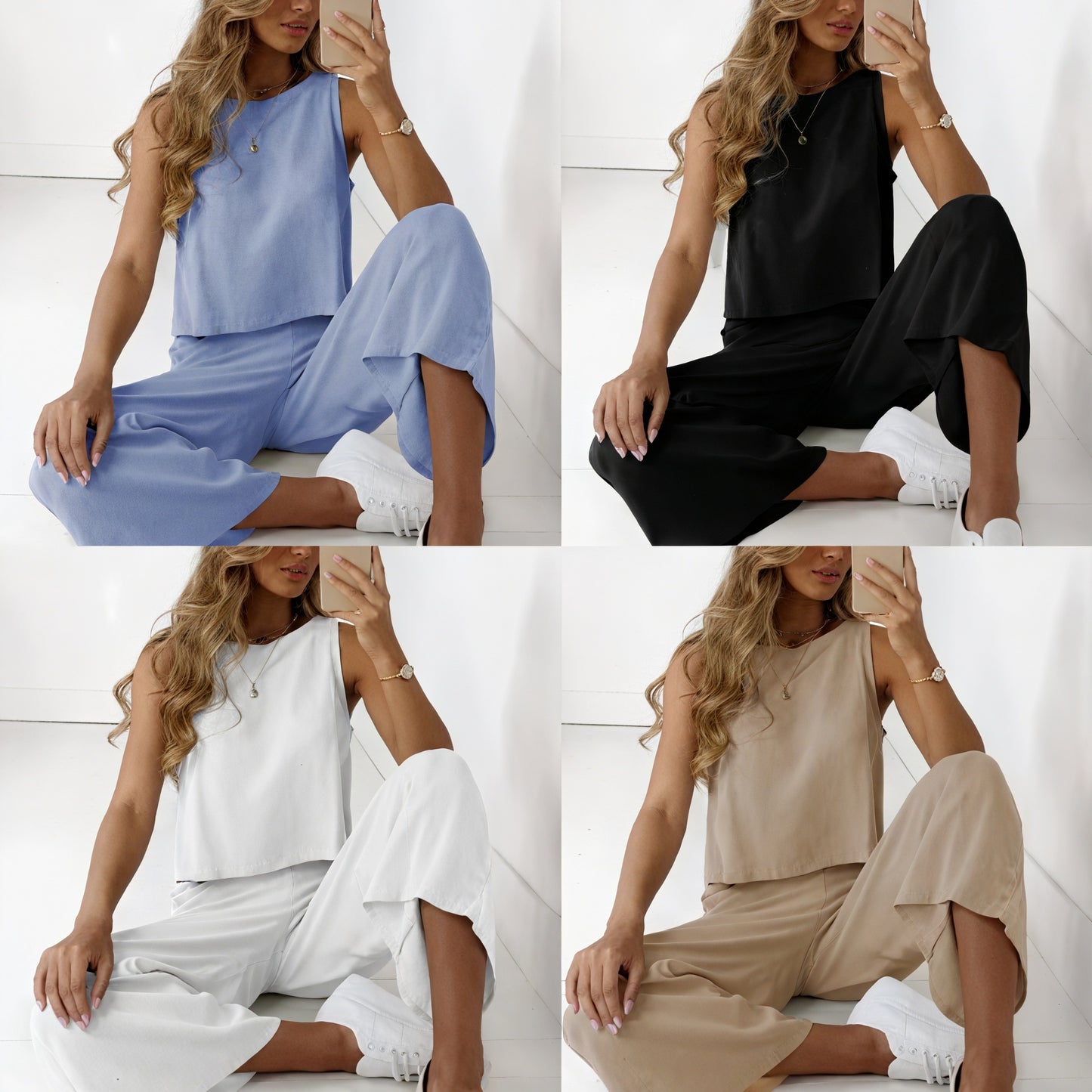 Conjunto Dos Piezas Mujer – Top Sin Mangas y Pantalón Ancho, Estilo Casual, Vela Official-64478-67f052a1-2f4a-43b4-a385-8b3b952f029c