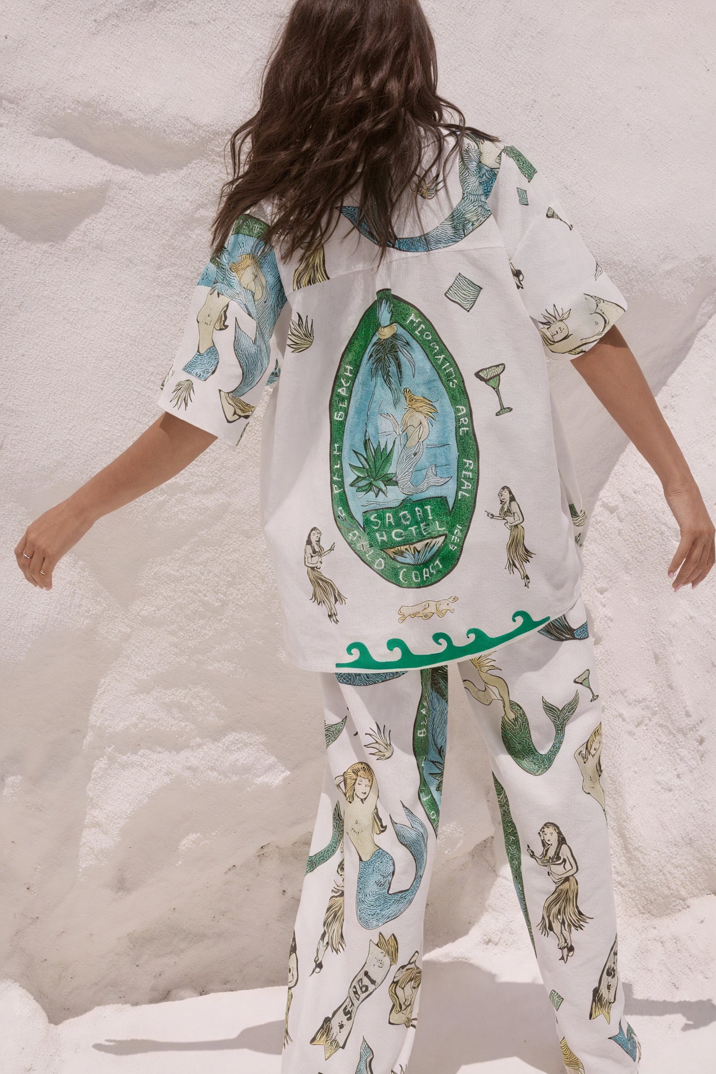 Mujer Pijama Estampado Sirena Conjunto Camisa Abotonada y Pantalón Largo Loungewear-79730-b771e91a-e5f1-4e29-819e-4a47e5a961fc