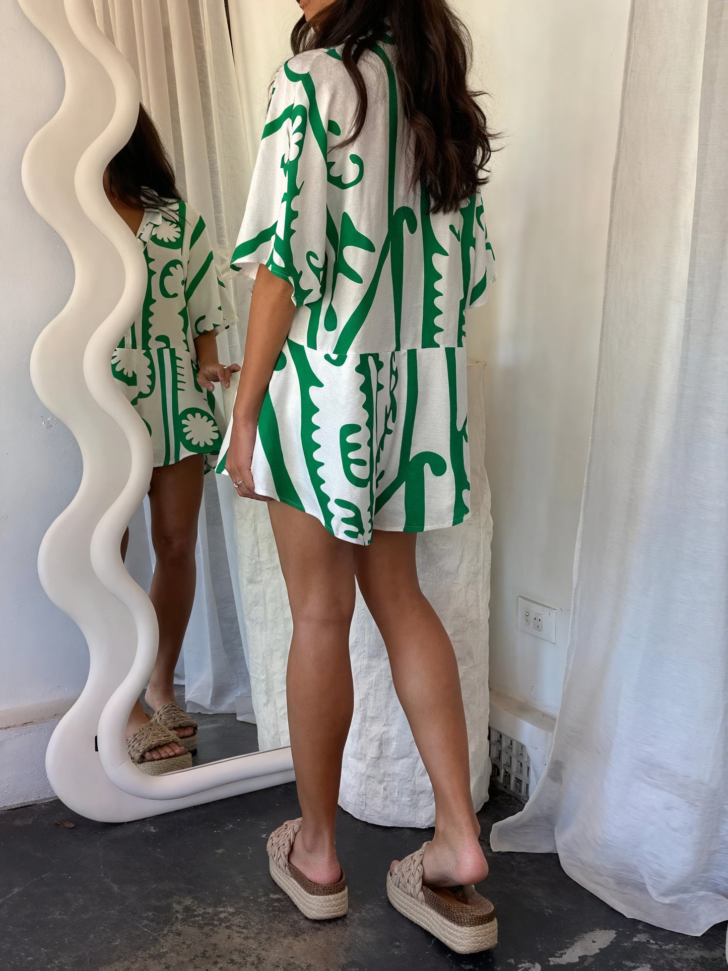 Vestido Corto para Mujer – Abotonado, Manga Corta, Estampado Único, Vela Official-81581-d1d4222a-b415-4b9e-973f-0260d80d54d6