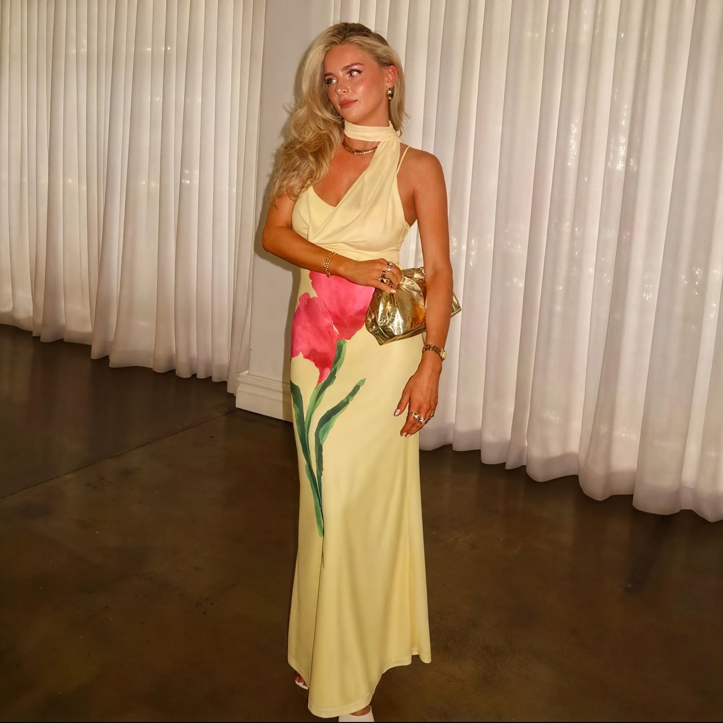 Vestido Maxi Mujer – Estampado Floral Amarillo, Cuello Halter, Estilo Bohemio, Vela Official-83591-6701cd67-b004-4fcb-b030-872bbb64b395