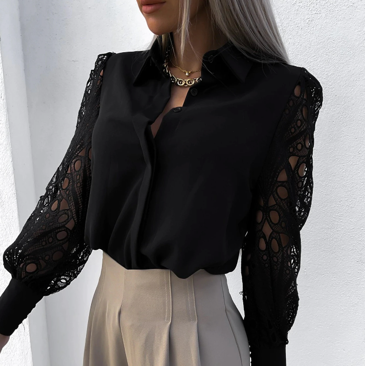 Blusa con Encaje Detalle