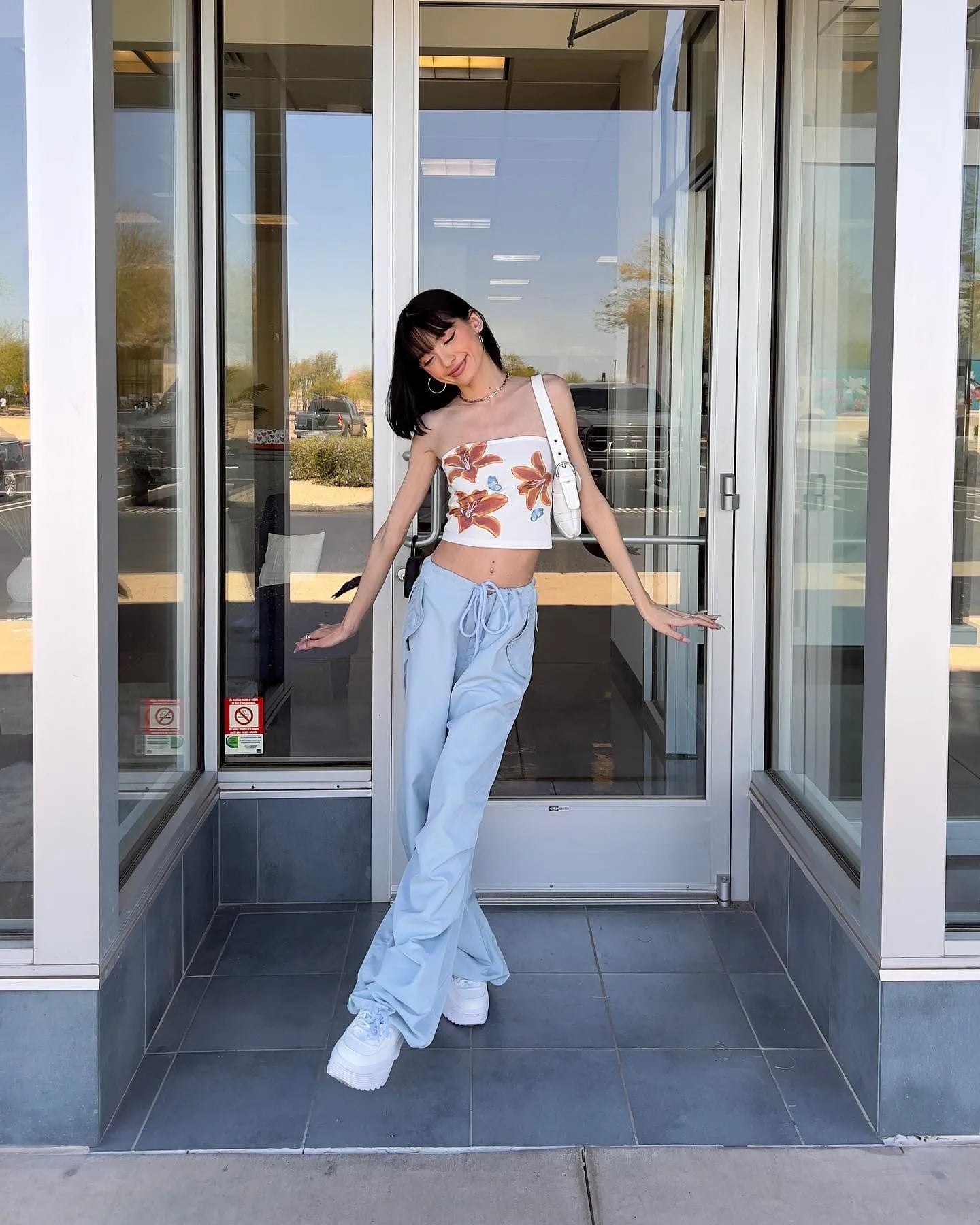 Top Tubo Floral con Mariposas