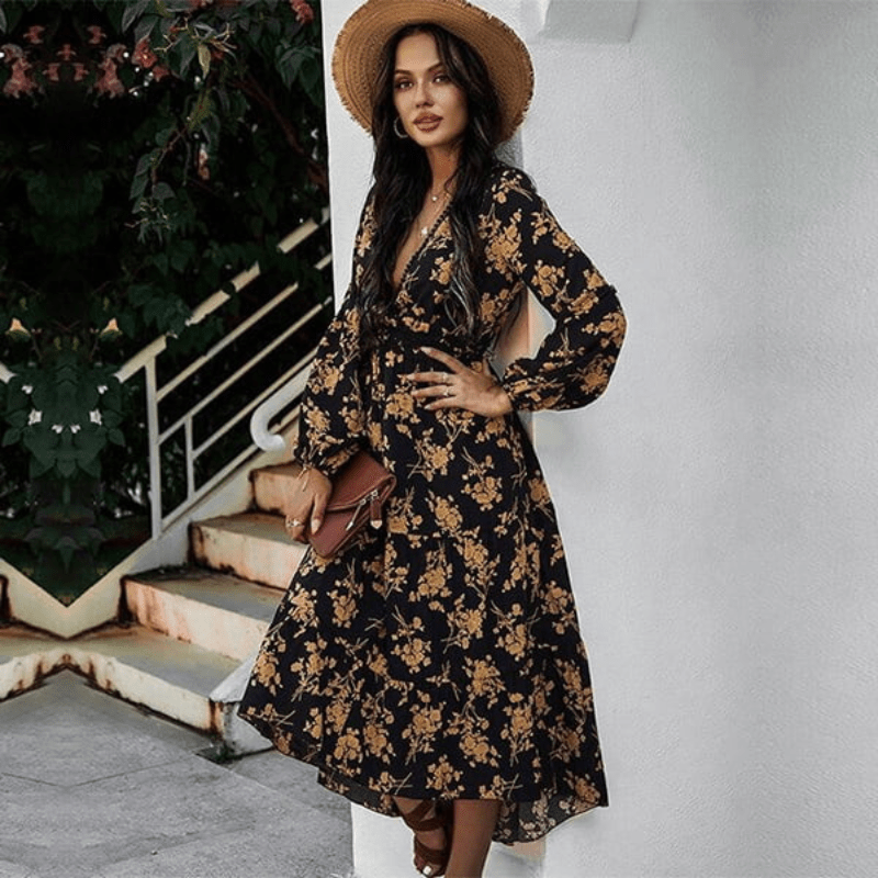 Vestido Bohemio con Escote en V