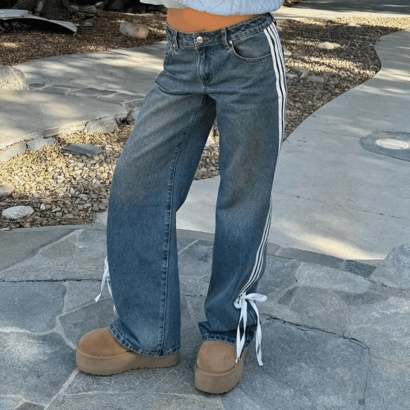 Pantalones Anchos con Rayas Lateral