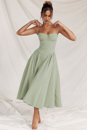 Vestido Midi para Mujer – Tirantes Finos, Corpiño Estructurado, Falda Plisada, con Bolsillos-83506-01554579-39c1-4941-8788-a270f96c12de