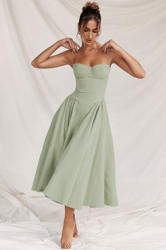 Vestido Midi para Mujer – Tirantes Finos, Corpiño Estructurado, Falda Plisada, con Bolsillos-83506-01554579-39c1-4941-8788-a270f96c12de