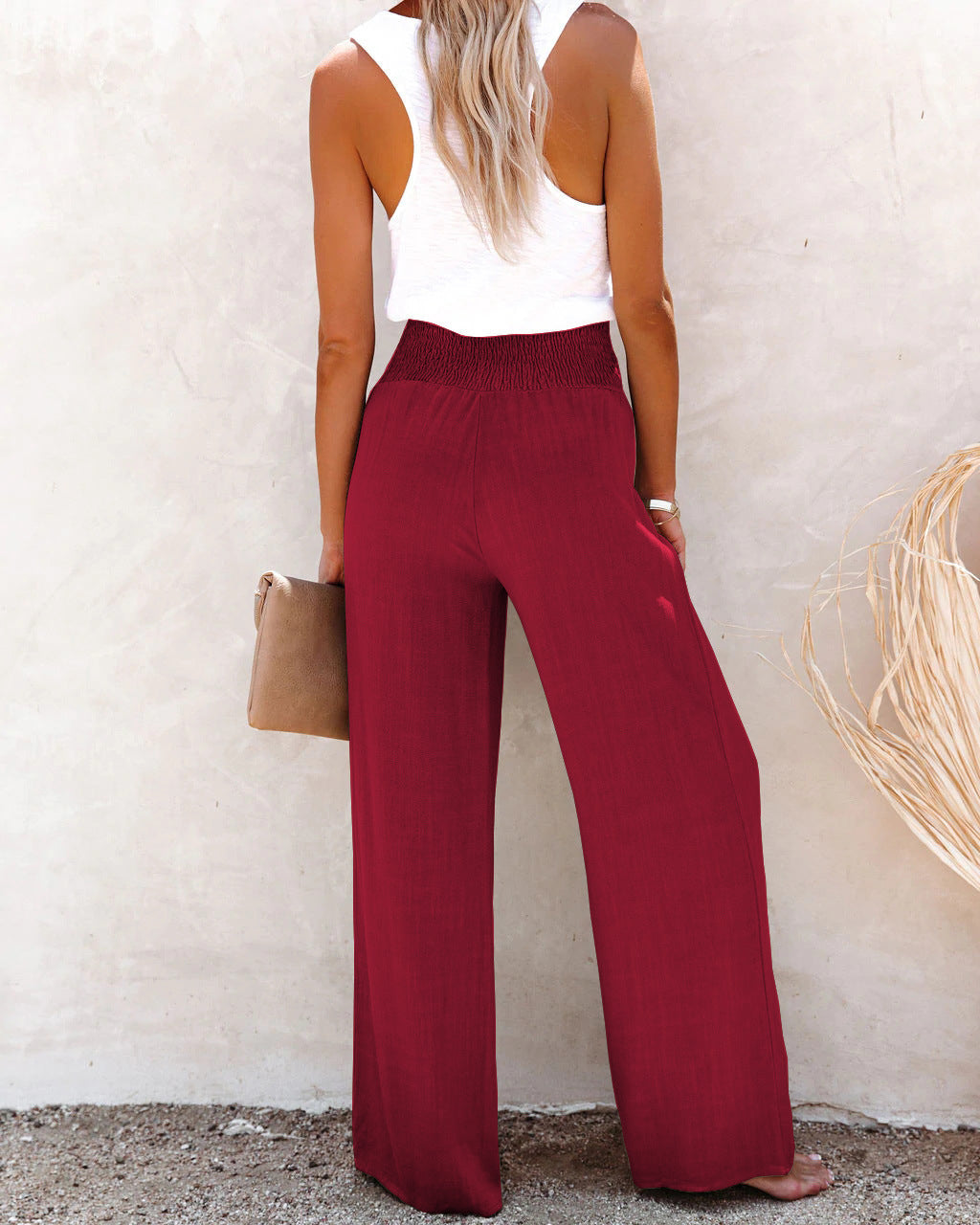 Pantalones Palazzo de Cintura Alta con Botones