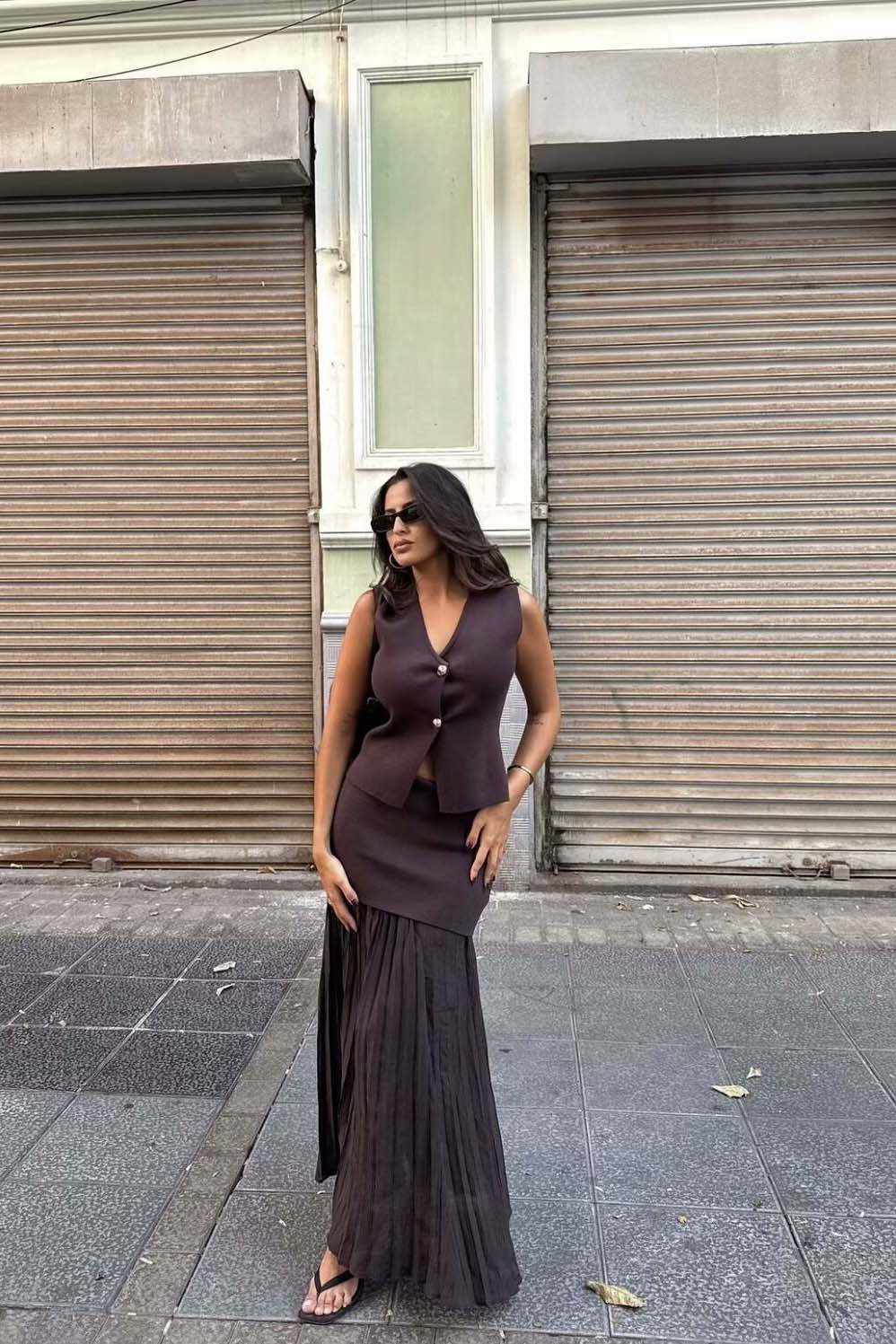 Conjunto Sofisticado Top y Falda Midi