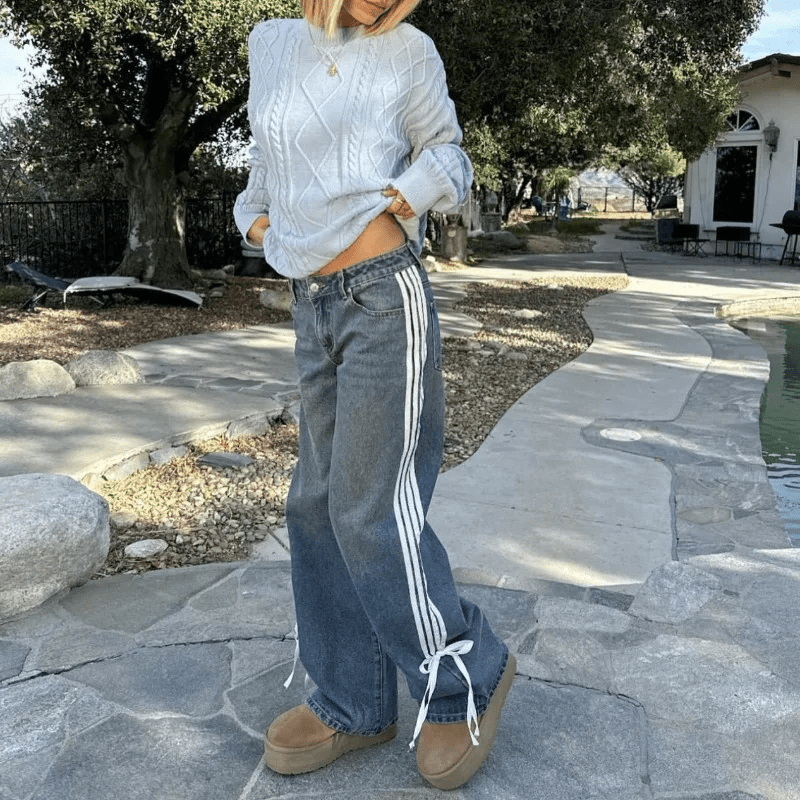 Pantalones Anchos con Rayas Lateral