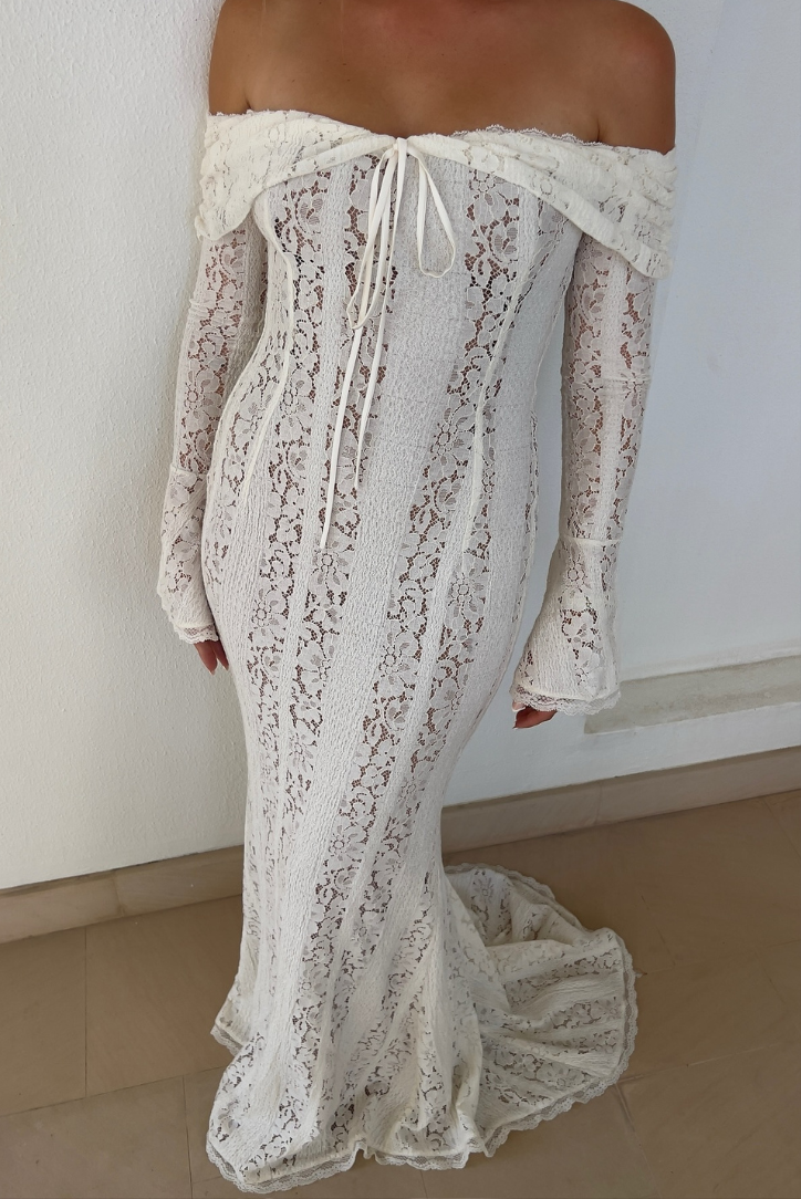 Vestido de Mujer – Encaje Hombros Descubiertos Manga Larga, Elegante-83555-138b8daa-5d68-4e30-a63e-758e86066bbe