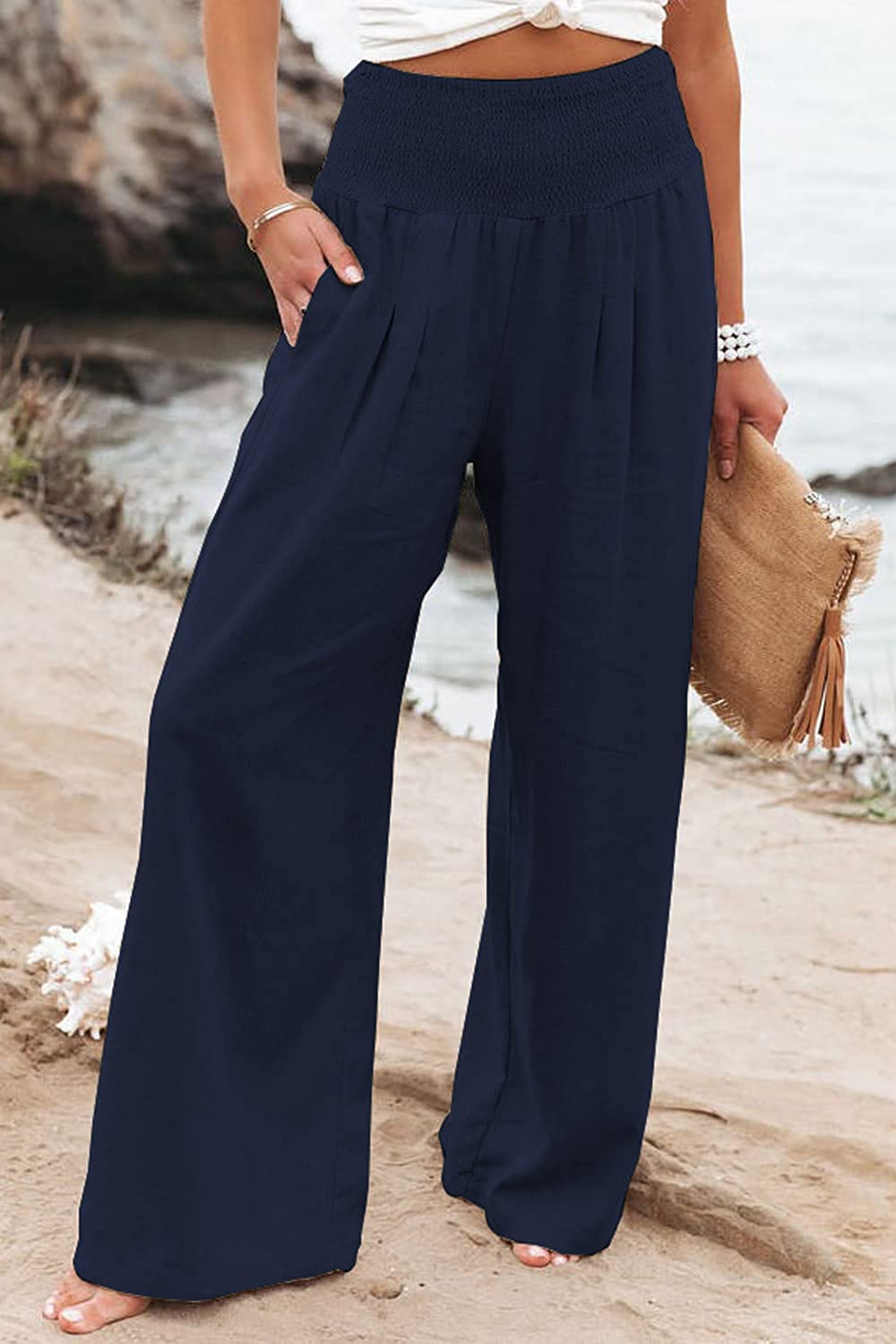 Pantalón Palazzo Fluido de Cintura Smock