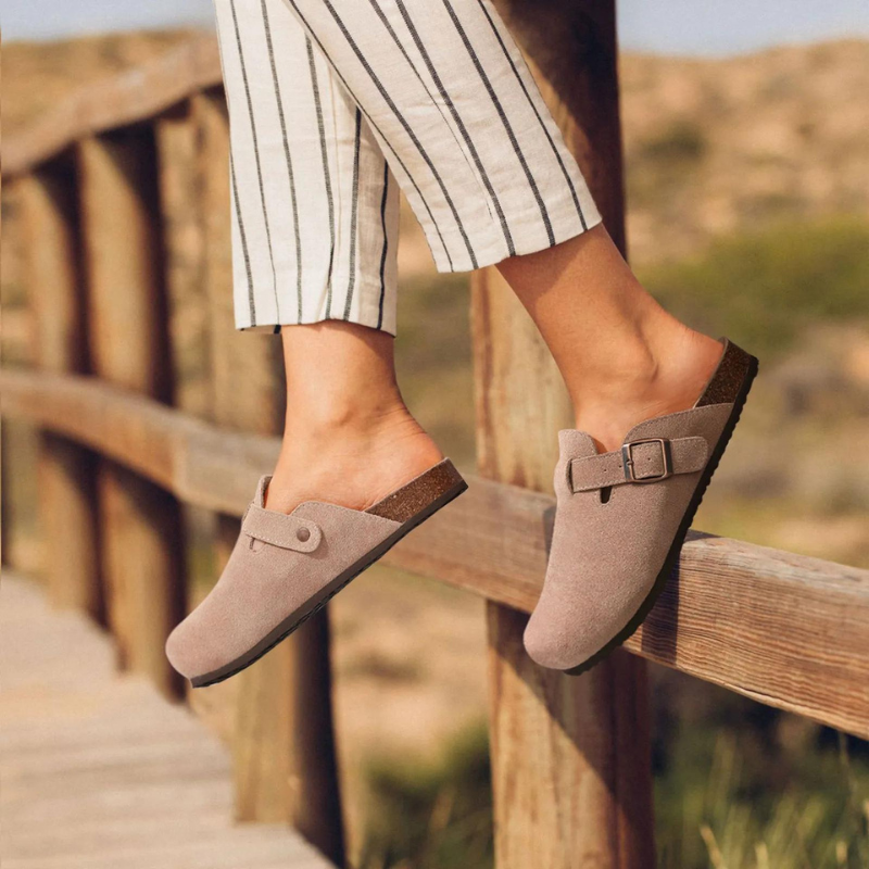 Mujer Zapatillas Destalonadas Ante Suela Corcho Hebilla Ajustable-82019-22472d16-f284-436a-a71b-a53772cb4742