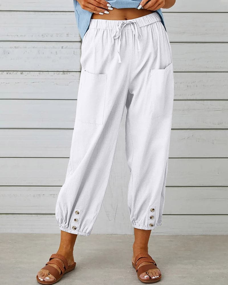 Vela Official Pantalones Mujer – Cintura Cordón, Detalle Botón Tobillo, Casual-83253-242a78fb-7ccc-4b24-b81d-6986e82e198e