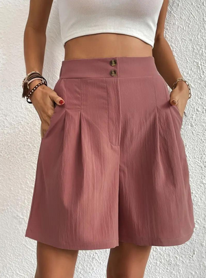 Shorts de Mujer de Tiro Alto Plisados-82558-253c3e4a-40a9-40eb-ba92-a5806ab7a510