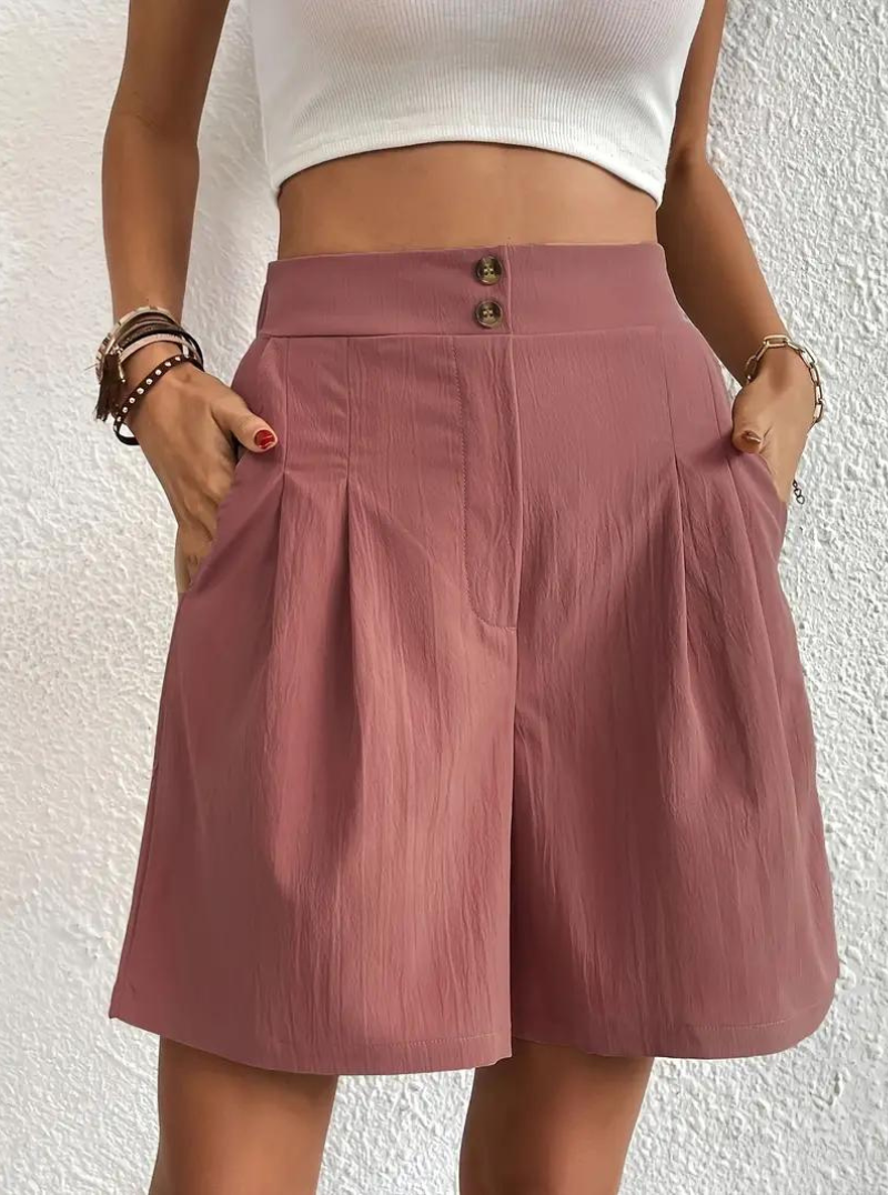 Shorts de Mujer de Tiro Alto Plisados-82558-253c3e4a-40a9-40eb-ba92-a5806ab7a510