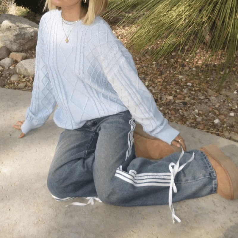Pantalones Anchos con Rayas Lateral