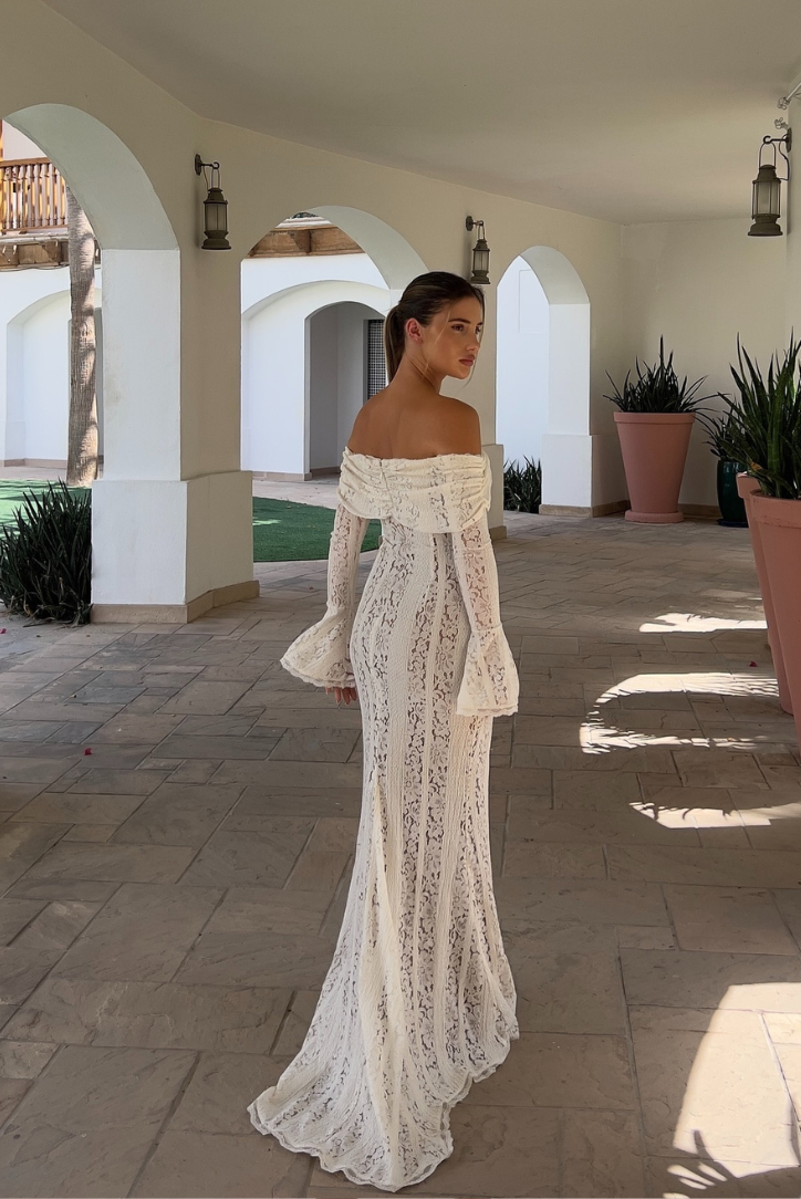 Vestido de Mujer – Encaje Hombros Descubiertos Manga Larga, Elegante-83555-290e2eab-f932-487a-9bda-78c5ec9c2be7