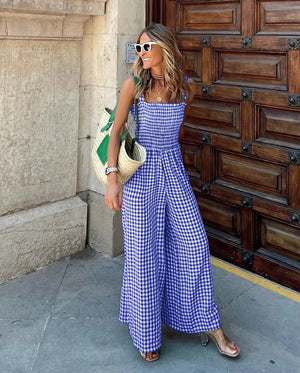 Mono Gingham Chic de Piernas Anchas