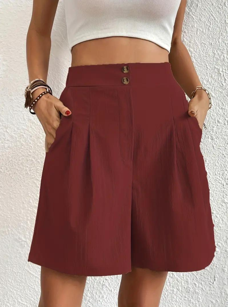 Shorts de Mujer de Tiro Alto Plisados-82558-2d04b58b-d959-47a6-8866-17ba9f458c6e