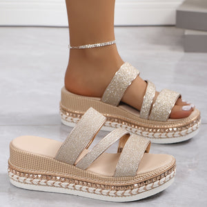 Sandalias Plataforma Glamour Detalle Tejido