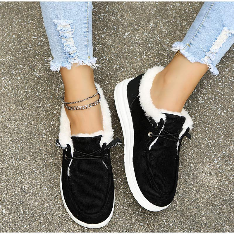 Zapatos de Mujer Corduroy con Forro de Piel Sintética, Cierre de Cordones, Estilo Casual-82593-2efda9dd-933f-4f6a-b1f8-52239684ab36