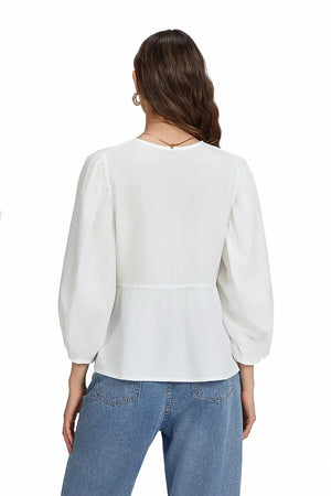 Vela Official Blusa Peplum para Mujer – Lazo Decorativo, Manga 3/4, Varios Colores-83302-2fe72afe-77c8-4ca7-a92d-7fef74fd44fe