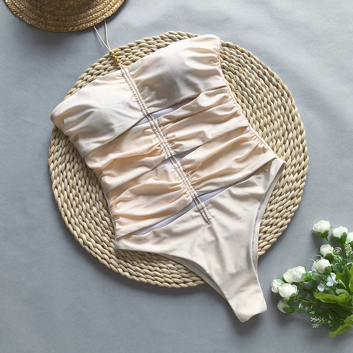 Bañador Mujer Strapless – Diseño Cut-Out, Corte Alto, Detalle Fruncido-83762-31fce541-64d2-4112-a432-f6c70e669bca