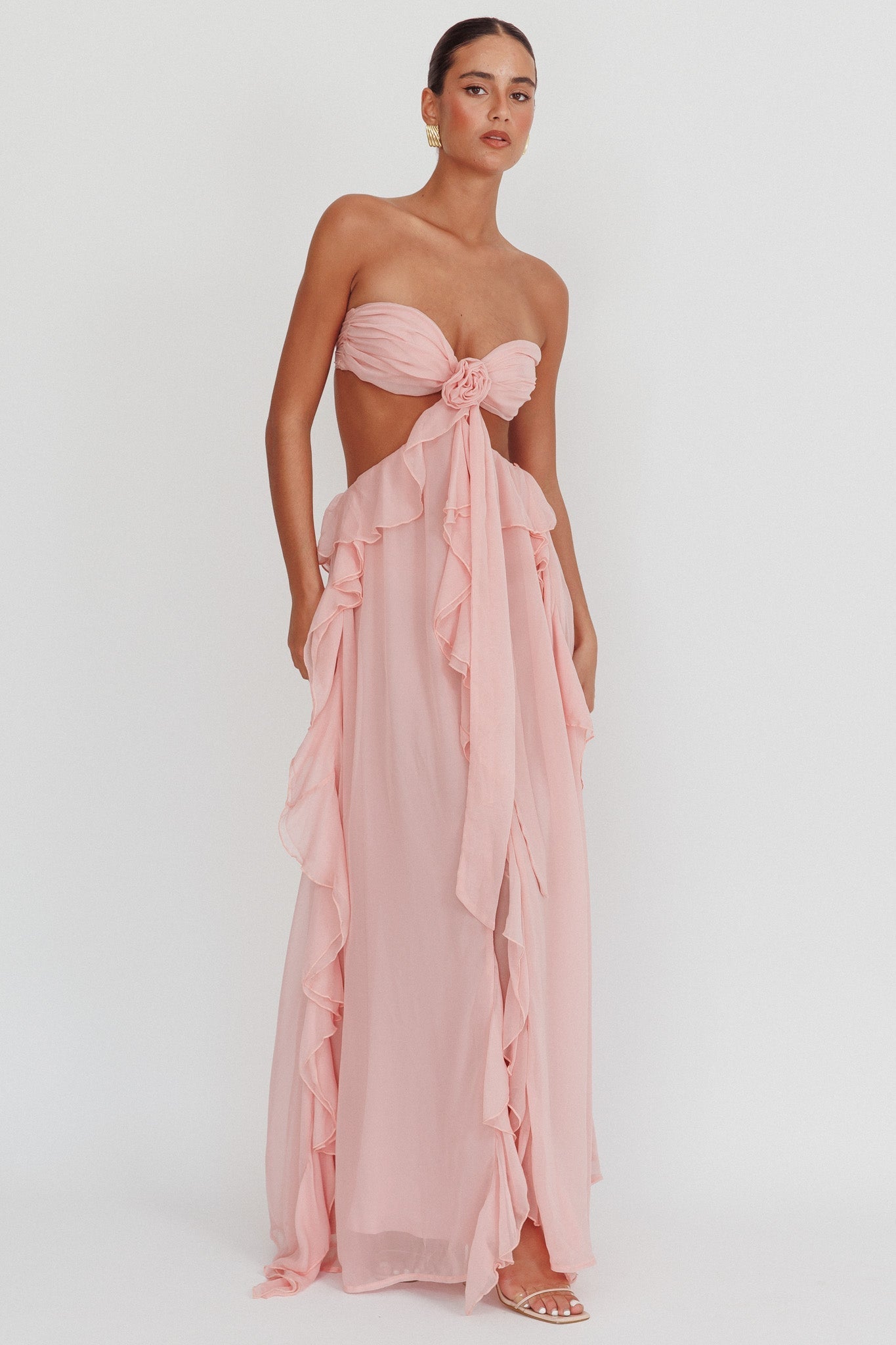 Vestido Strapless Mujer con Cut-Out, Volantes y Silueta Elegante-83518-324b35a5-6ee9-4de2-8eb0-599ee6a698d4