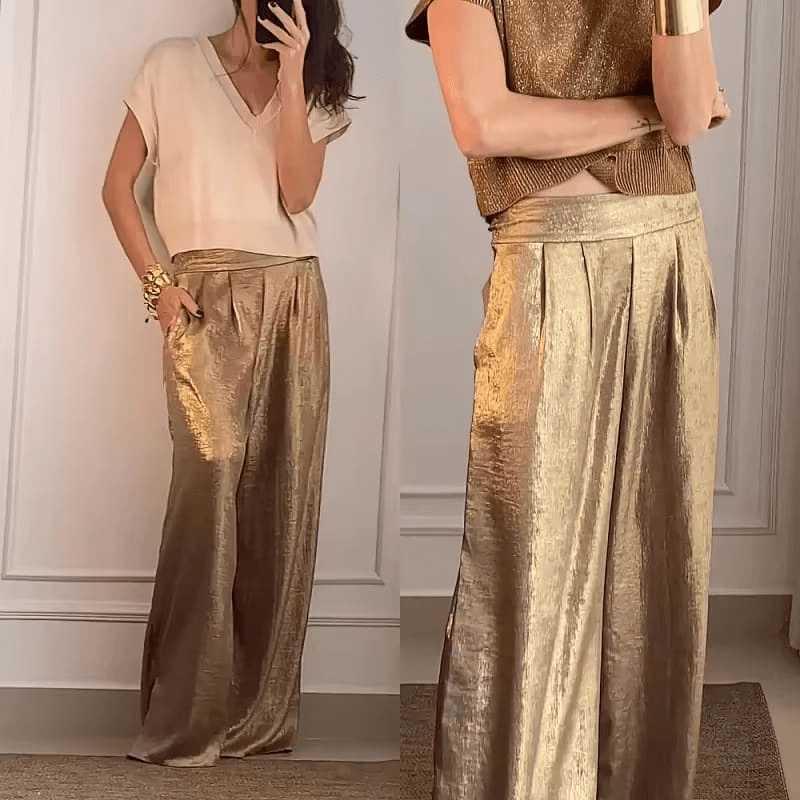 Pantalones Elegantes de Pierna Ancha