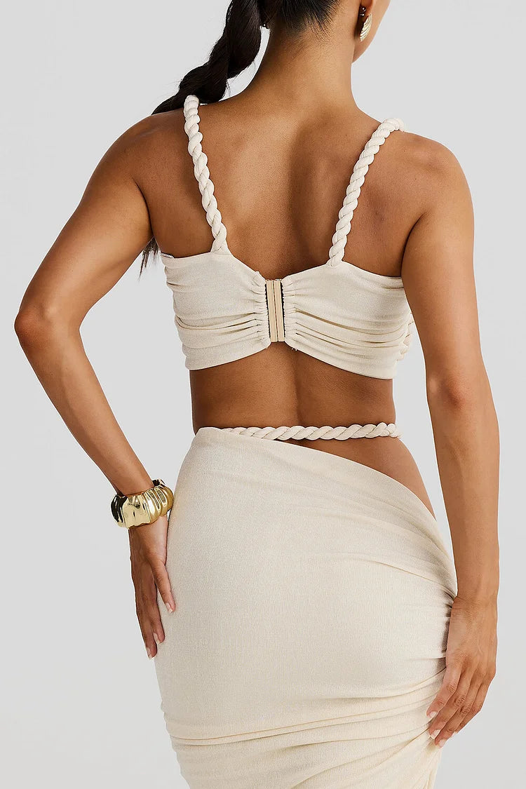 Mujer Conjunto Dos Piezas Detalle Cuerda Falda Asimétrica Drapeada Elegante Fiesta-83582-33348830-f608-4f93-b740-307c0a541e4e