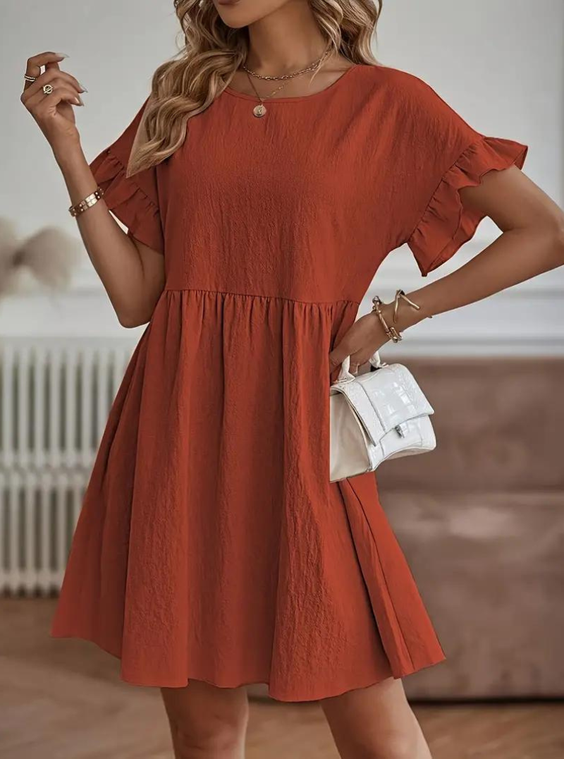 Vestido Línea A Mujer - Mangas Volante, Cintura Fruncida, Varios Colores-82588-344b0a3c-5b2e-49e7-bc5d-db5f2106eb4b