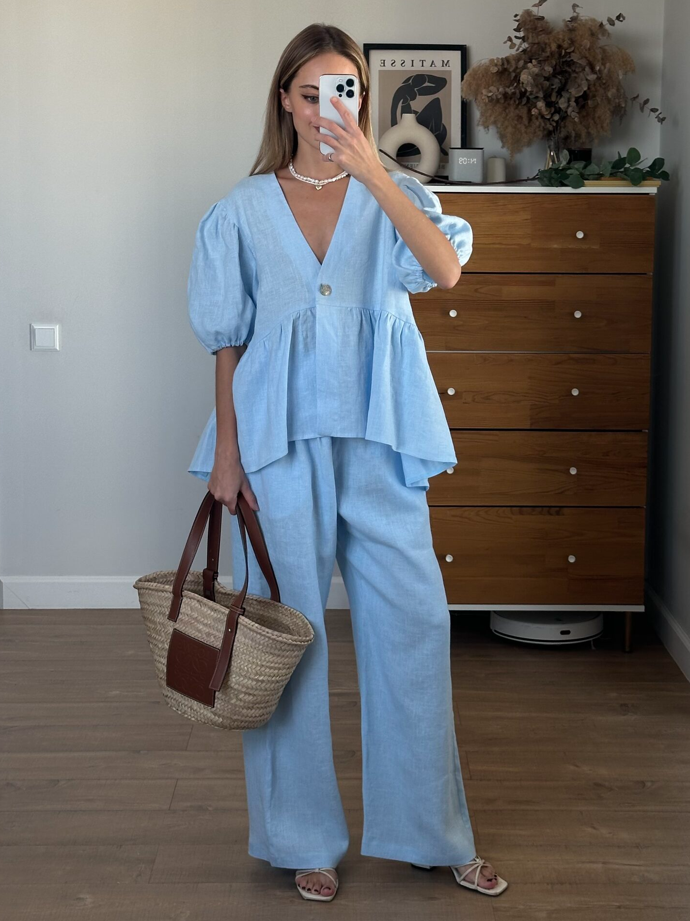 Vela Official Conjunto Dos Piezas Mujer – Lino Cuello V, Mangas Abullonadas, Pantalón Ancho S-XL-83274-350be112-09bf-4698-93ad-a45ce3b240ee