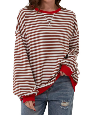 Top Rayas Manga Larga Casual