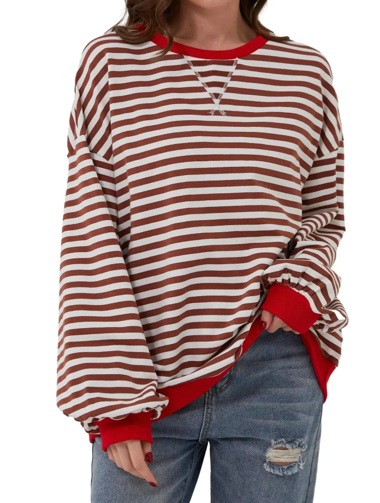 Top Rayas Manga Larga Casual
