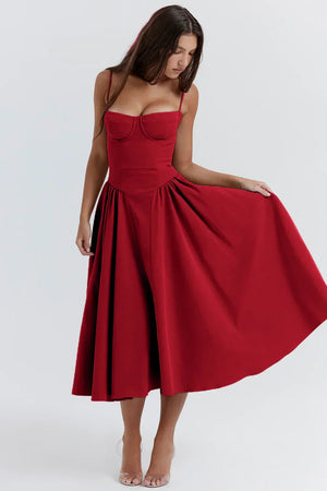 Vestido Midi para Mujer – Tirantes Finos, Corpiño Estructurado, Falda Plisada, con Bolsillos-83506-3bb099d9-b45a-44df-a19a-7ab32cfe251f