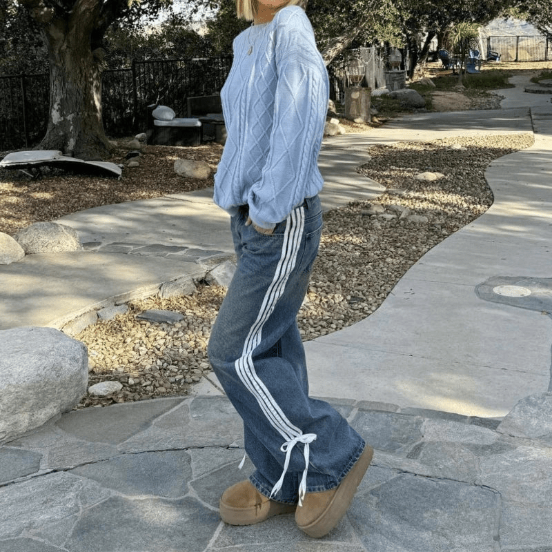 Pantalones Anchos con Rayas Lateral