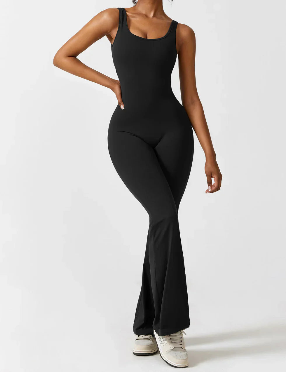 Mono Ajustado Sin Mangas para Mujer – Espalda Abierta, Pierna Acampanada, Elástico-83507-3d6de437-e38b-4941-8106-b8a5bf298d7f
