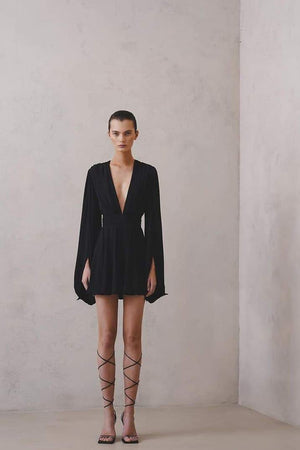 Vestido Fluido con Mangas Abullonadas