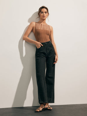 Top sin Mangas Texturizado con Detalle Sheer