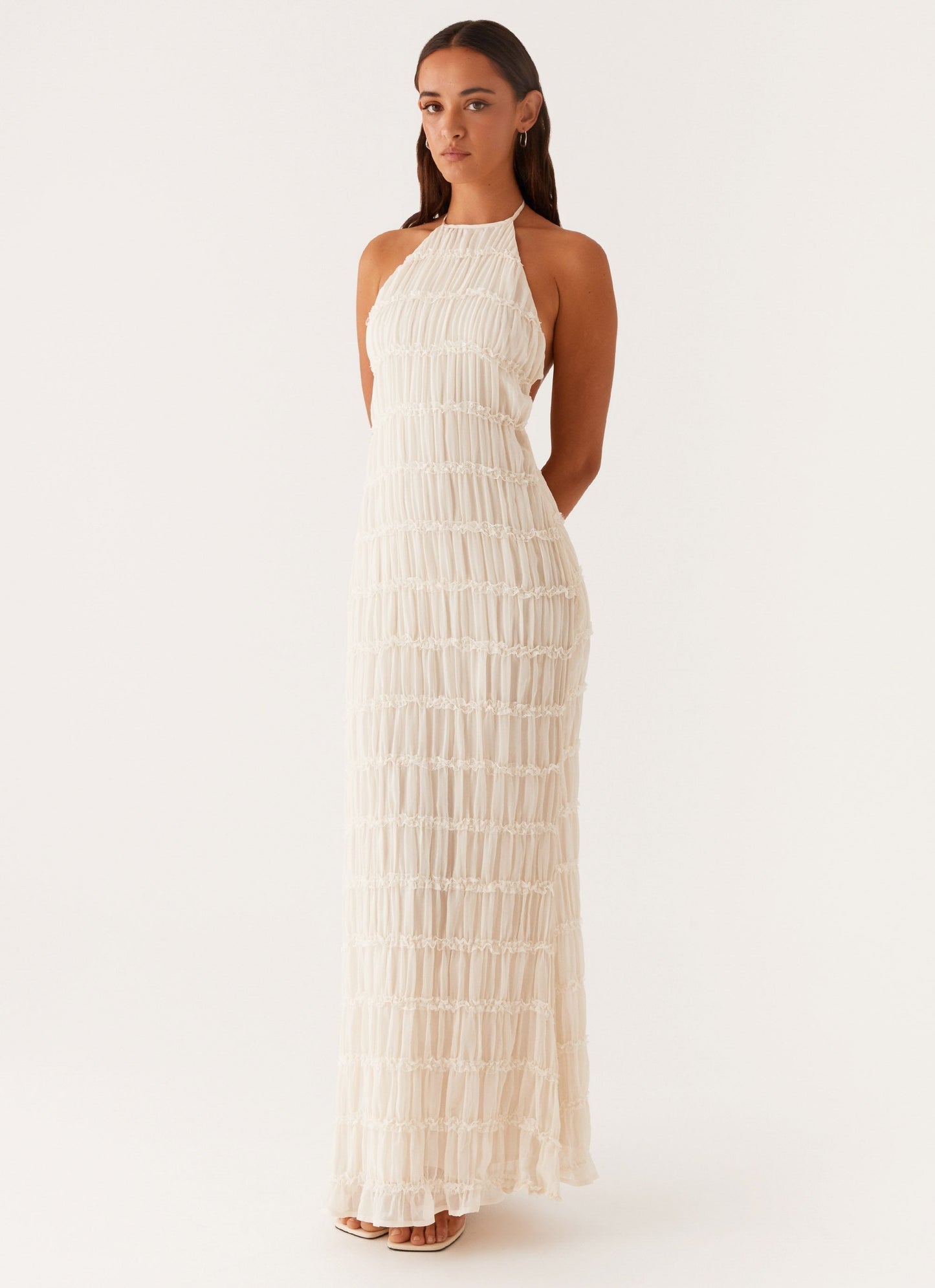 Vestido Maxi para Mujer – Cuello Halter, Tejido Texturizado, Elegante-83499-4038ce20-5559-4034-8927-20d0a63c0aa3