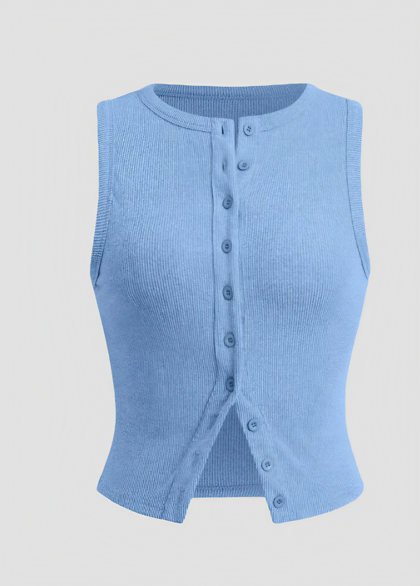 Vestido Acanalado de Mujer sin Mangas con Botones Frontales, Estilo Versátil-83523-418d9acf-ab2e-4711-abaa-d9630b154cac