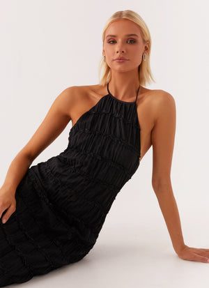 Vestido Maxi para Mujer – Cuello Halter, Tejido Texturizado, Elegante-83499-46652a7e-96df-4caa-ae96-ae880d39b16b
