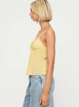 Top Cami Amarillo Mujer – Encaje Delicado, Tejido Plisado, Estilo Romántico-83482-493a017f-316c-456d-9f65-407fbdde1834
