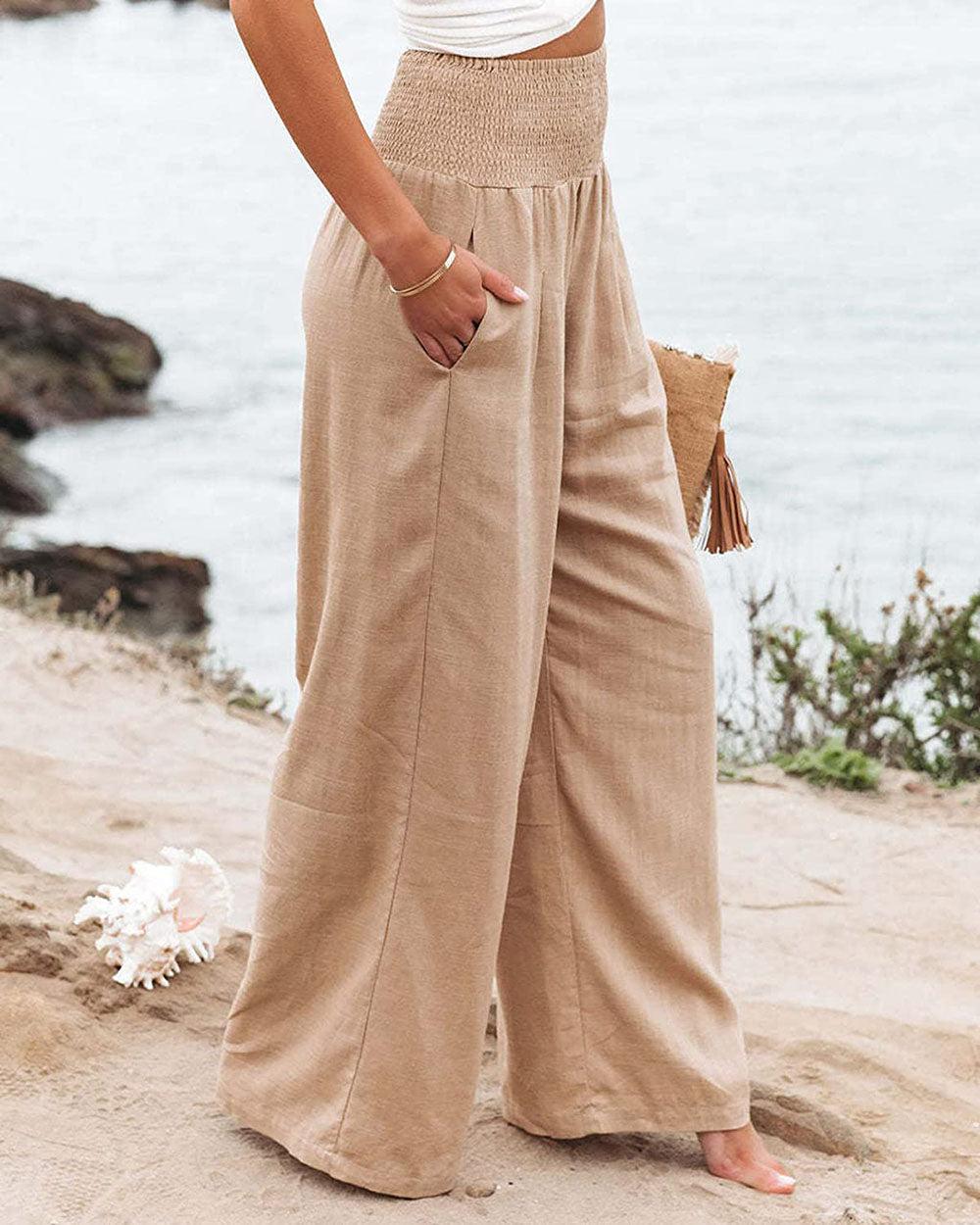 Pantalón Palazzo Fluido de Cintura Smock