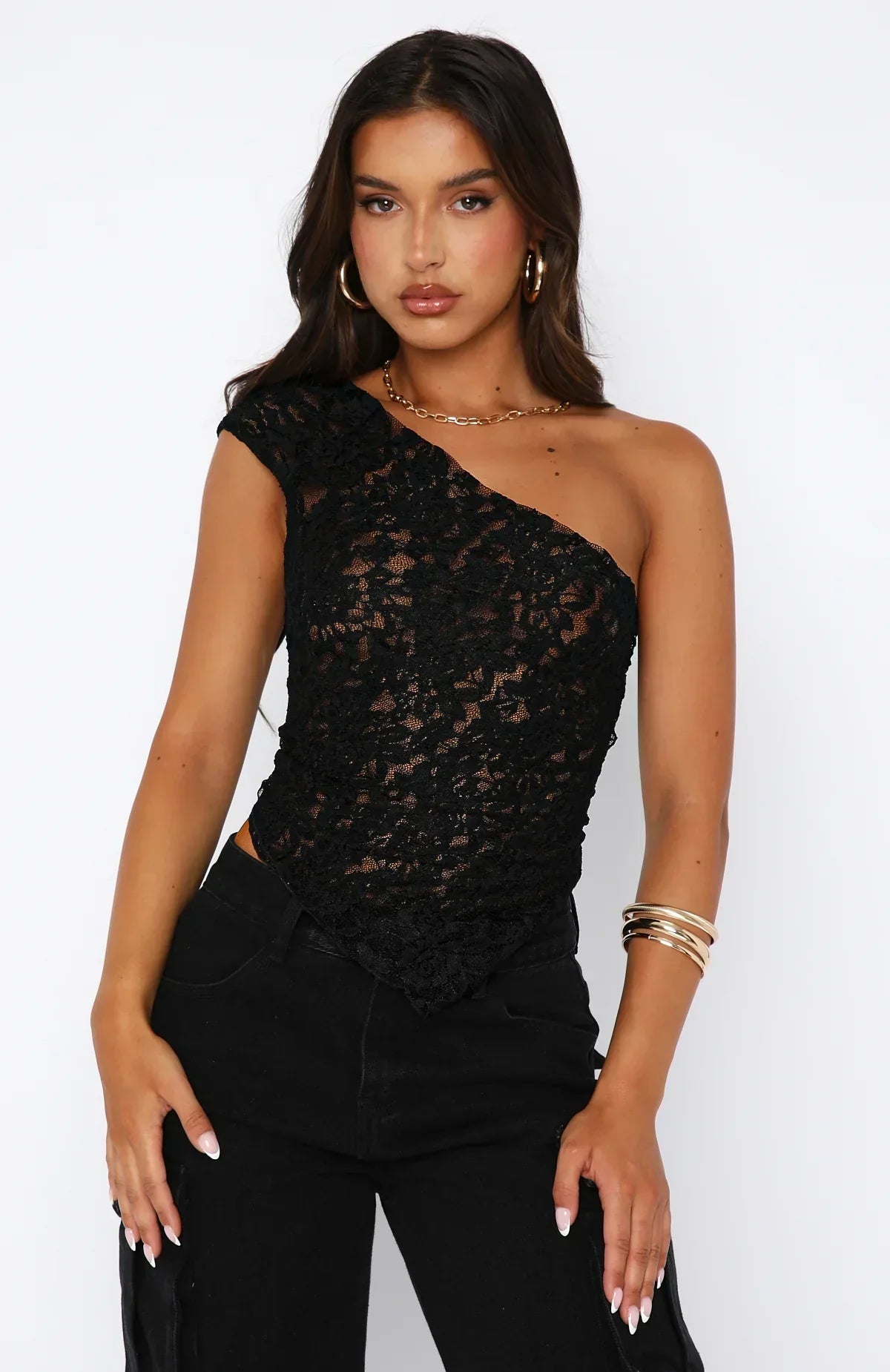 Vestido de Mujer – Encaje Asimétrico de Un Hombro, Elegante-83517-4d714c71-49b7-440b-a80c-f31e0f9c0def