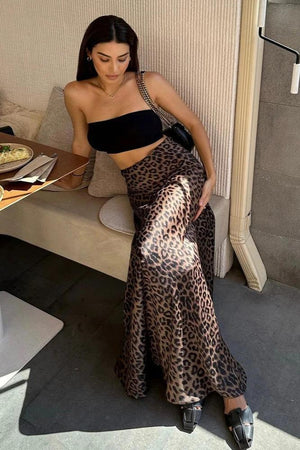 Falda Maxi Estampado Animal Fluida y Chic
