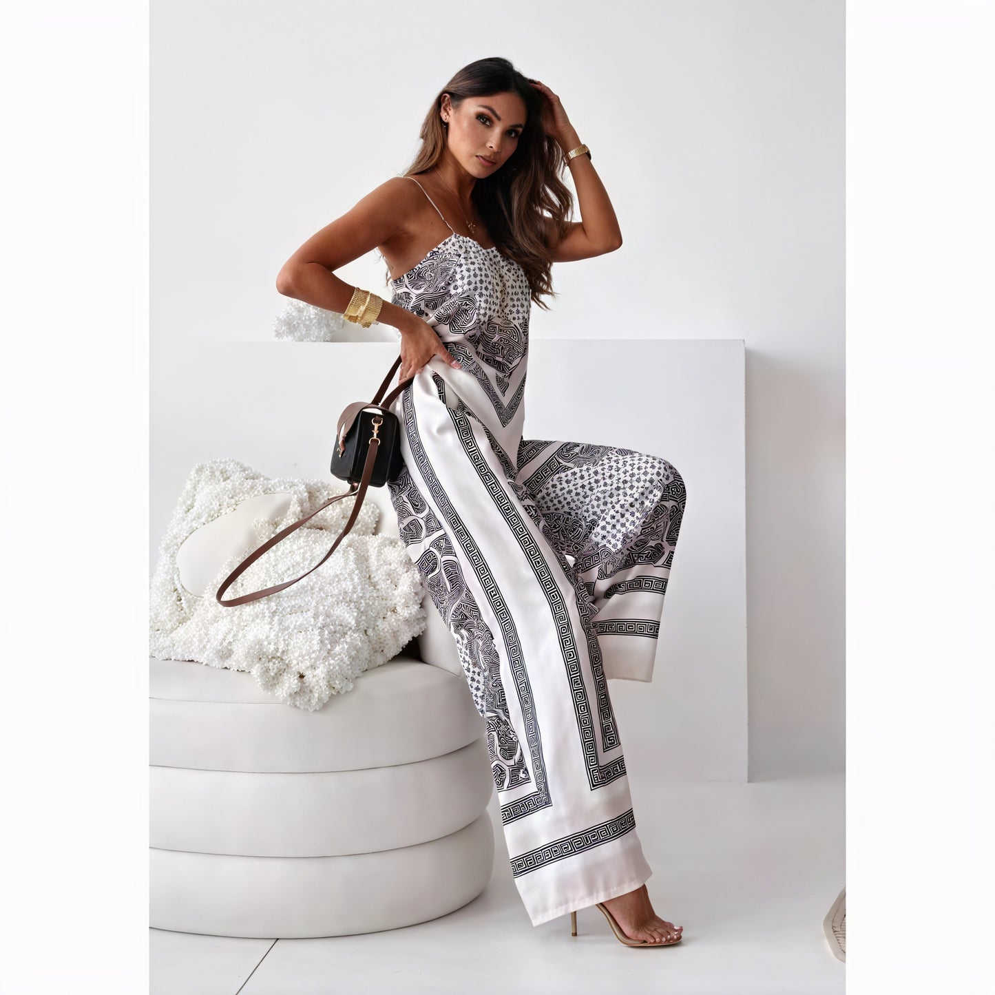 Conjunto Palazzo Estampado Geométrico Chic