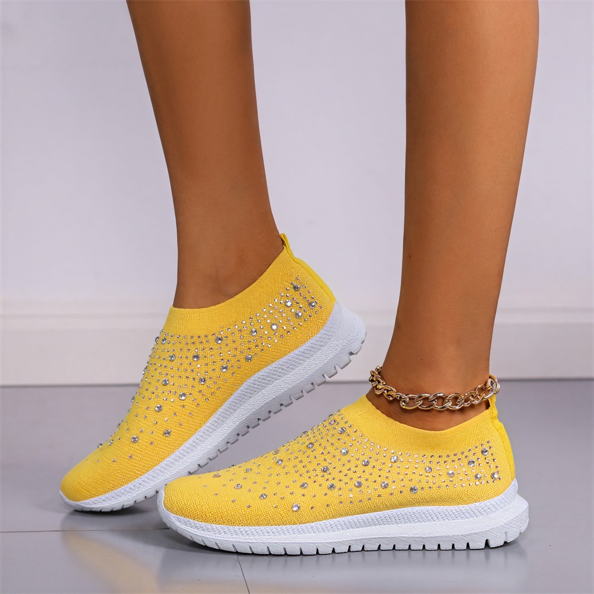 Sneakers Tejidas con Brillo Casual Chic