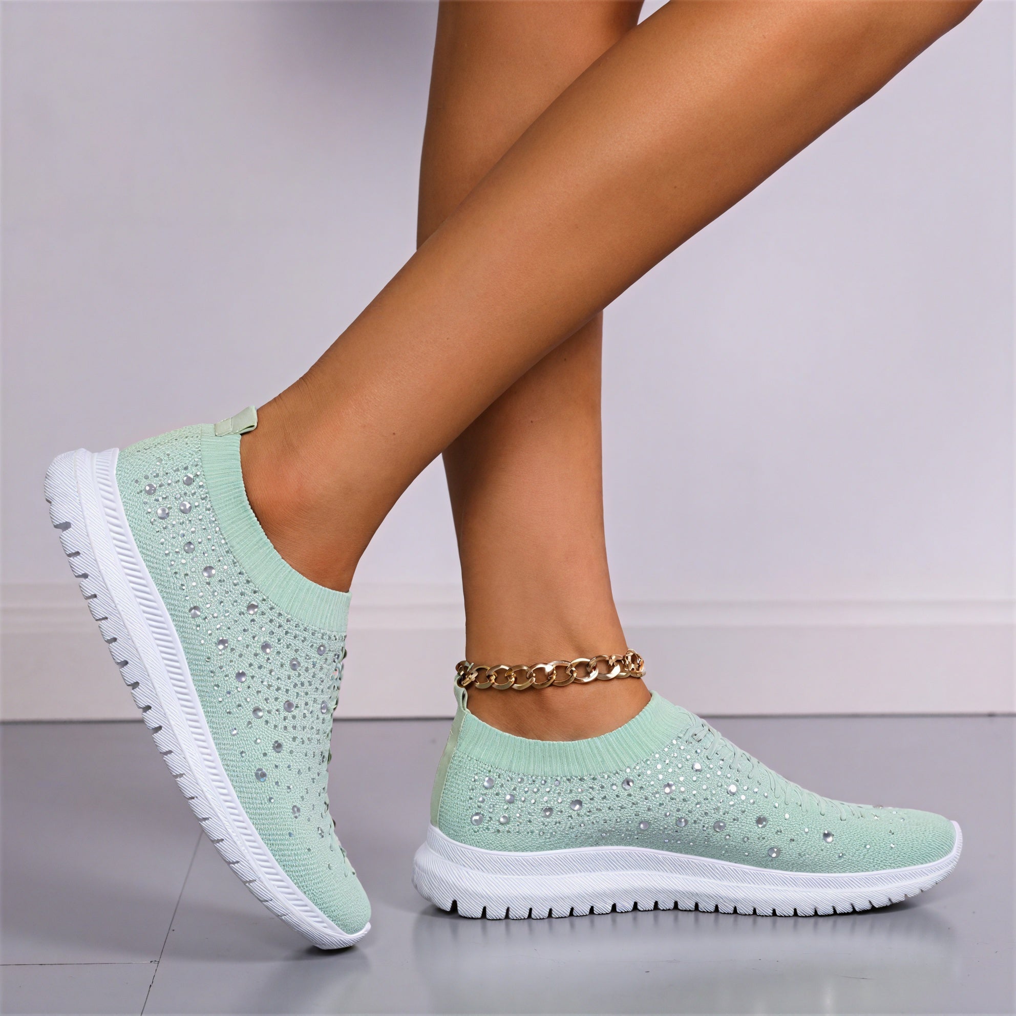 Sneakers Tejidas con Brillo Casual Chic